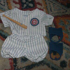 Build A Bear MLB Licensed Chicago Cubs Baseball Uniform Shirt Pants Socks & Bat
